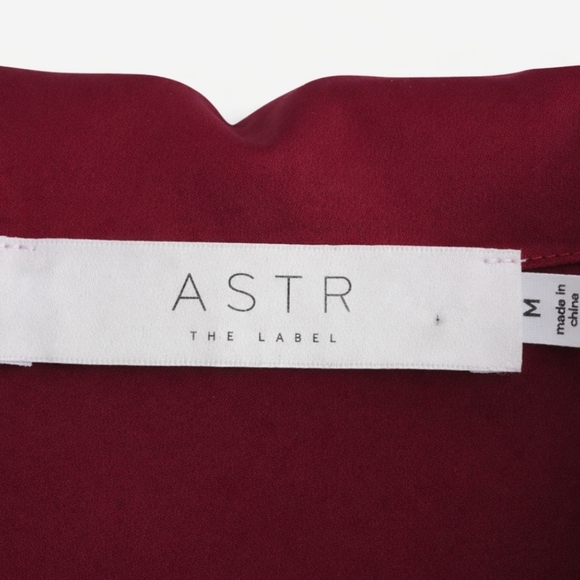 Astr The Label | Satin Wrap Shirt Dress Burgundy NWT - Picture 10 of 11